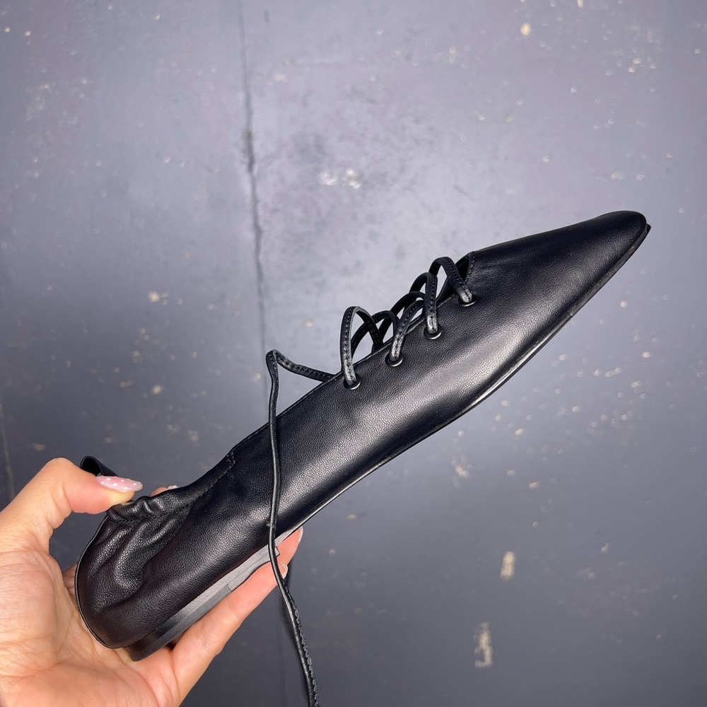 Rag & Bone Sophia Lace-Up Leather Ballerina Flats Size 38.5 - Picture 3 of 13